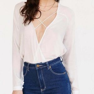 Urban outfitters silence and noise Mayfair plunge surplice top.